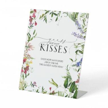 Summer Wildflower Watercolor How Many Kisses Pedestal Sign