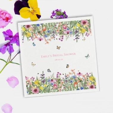 Summer Wildflowers & Butterflies Bridal Shower Napkins