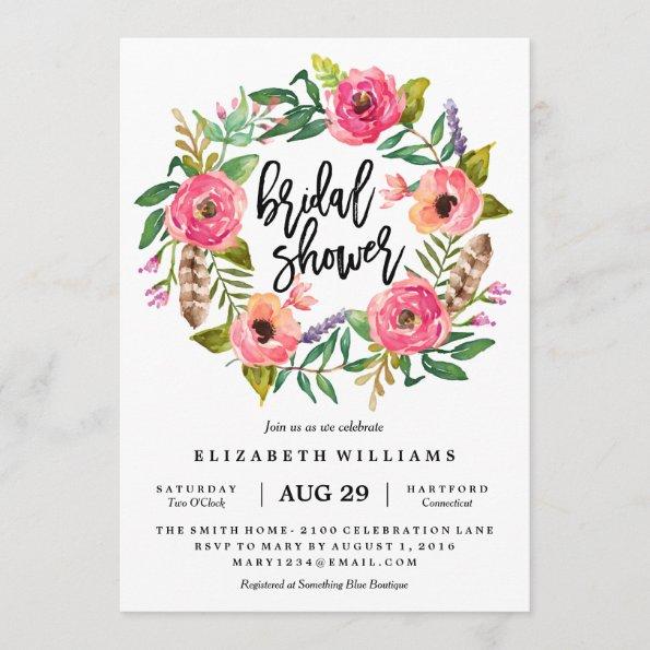 Summer Wreath Bridal Shower Invitations