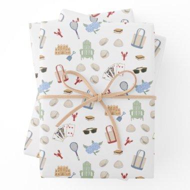 Summers In New England Coastal Family Vacation Wrapping Paper Sheets