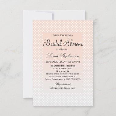 Summery Coral Peach to Grey Gradient Polka Dots Invitations