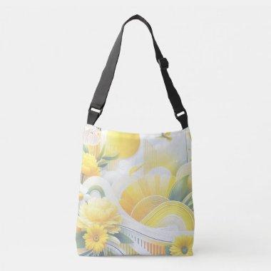 Sun Fusion: Yellow & Lime Vibrant Designs Crossbody Bag