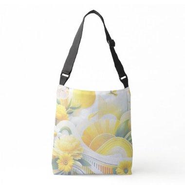 Sun Fusion: Yellow & Lime Vibrant Designs Crossbody Bag