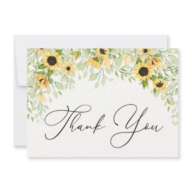 Sunflower and Greenery Thank You Note