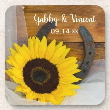 Sunflower and Horseshoe Western Wedding Coaster