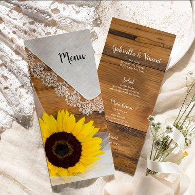 Sunflower and Lace Country Wedding Menu