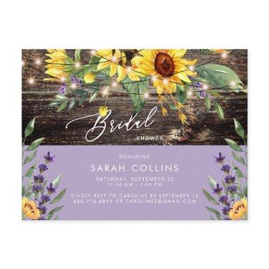Sunflower and Lavender Bridal Rustic Shower Invitation Post