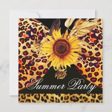 SUNFLOWER AND LEOPARD FUR BOW SUMMER GARDEN PARTY Invitations