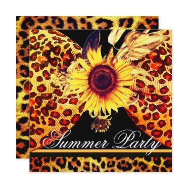 SUNFLOWER AND LEOPARD FUR BOW SUMMER GARDEN PARTY Invitations