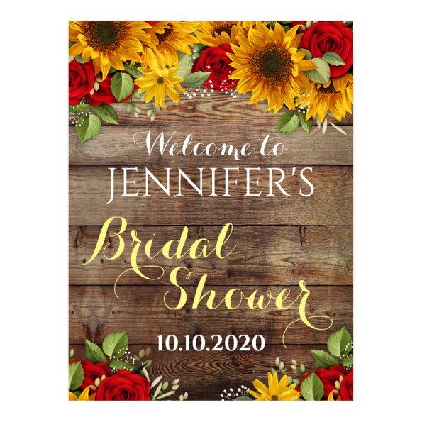 Sunflower and Roses Rustic  Sign