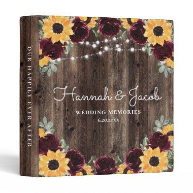 Sunflower and Roses Wedding Photo Album 3 Ring Binder