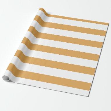 Sunflower and White Wide Horizontal Striped Wrapping Paper