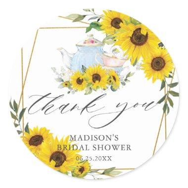 Sunflower Baby Shower Tea Party Thank You Favor Classic Round Sticker