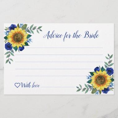 Sunflower Blue Floral Bridal Shower Advice Cards