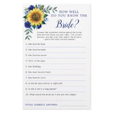 Sunflower Blue Floral Bridal Shower Game