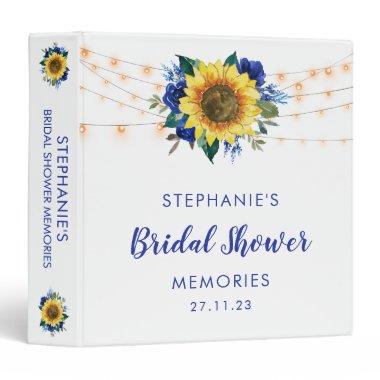 Sunflower Blue Rose Lights Bridal Shower Photo 3 Ring Binder