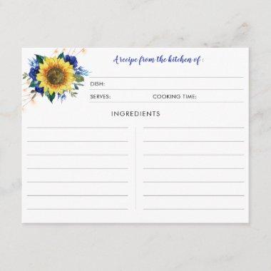 Sunflower Blue Rose Lights Recipe Invitations