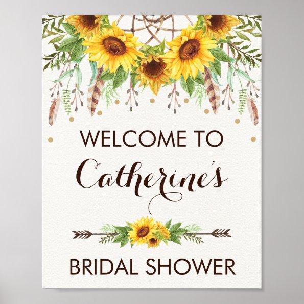 Sunflower Boho Dreamcatcher Bridal Shower Welcome Poster
