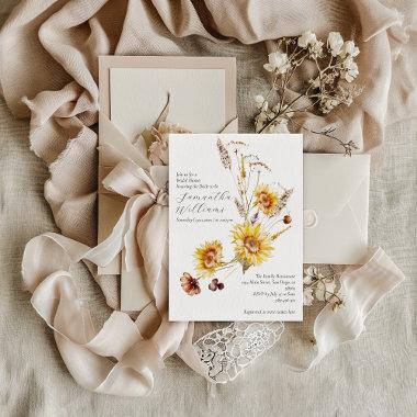 Sunflower Boho Rustic Elegant Bridal Shower Invitations