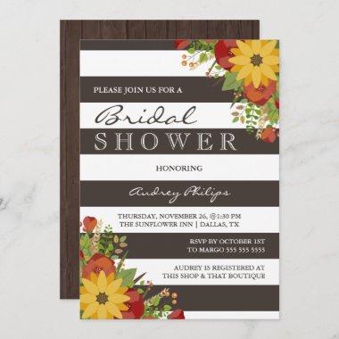 Sunflower Bouquet Rustic Bridal Shower Invitations