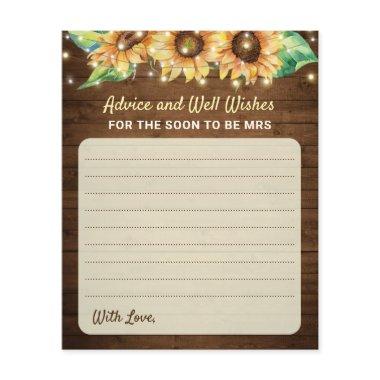 Sunflower Bridal Shower Bride Mrs Advice Cards