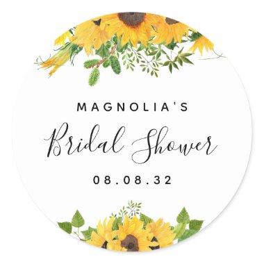 Sunflower Bridal Shower Classic Round Sticker