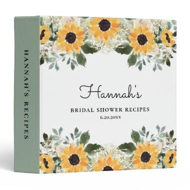 Sunflower Bridal Shower Recipe Book 3 Ring Binder