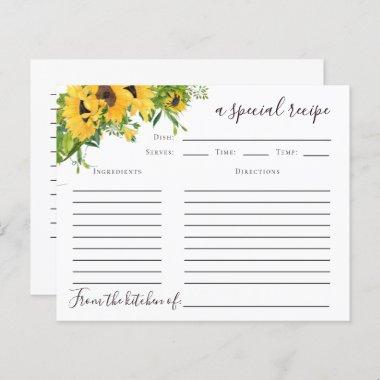 Sunflower Bridal Shower Recipe Invitations