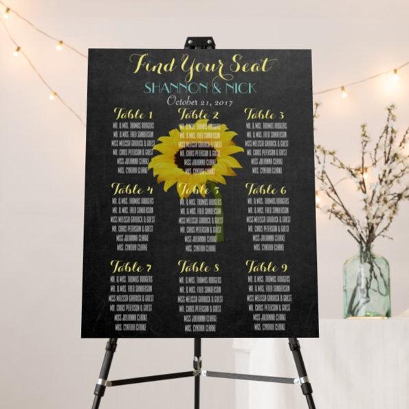 Sunflower Bride 9 Table Autumn Chalkboard Wedding Poster