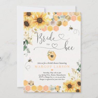 Sunflower Bride To Bee Bridal Shower Invitations