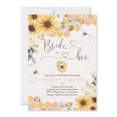 Sunflower Bride To Bee Bridal Shower Invitations