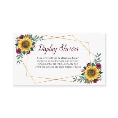 Sunflower Burgundy Geometric Bridal Display Shower Enclosure Invitations