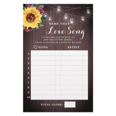 Sunflower Burgundy Wood Bridal Shower Song Game