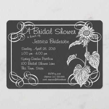 Sunflower Chalkboard Sign Bridal Shower Invitations