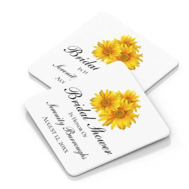 Sunflower Country Yellow Floral Bridal Shower Square Paper Coaster