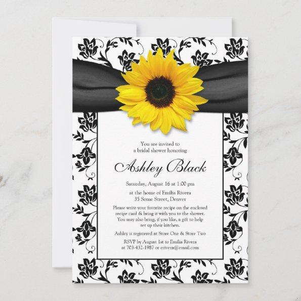 Sunflower Damask Bridal Shower Invitations