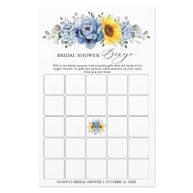 Sunflower Dusty Blue Slate Bridal Shower Bingo