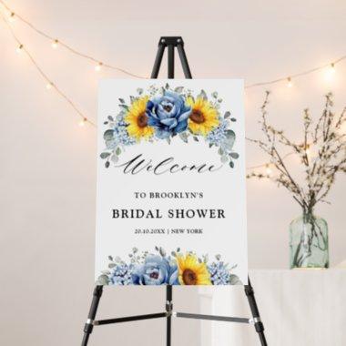 Sunflower Dusty Blue Slate Bridal Shower Welcome Foam Board