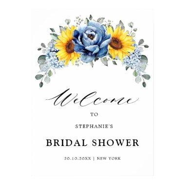 Sunflower Dusty Blue Slate  Welcome  Poster