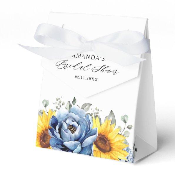Sunflower Dusty Blue Slate Peony Bridal Shower Favor Box