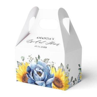 Sunflower Dusty Blue Slate Peony Bridal Shower   Favor Boxes