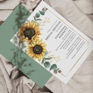 Sunflower Eucalyptus Bridal Shower FloraI Invite Stationery