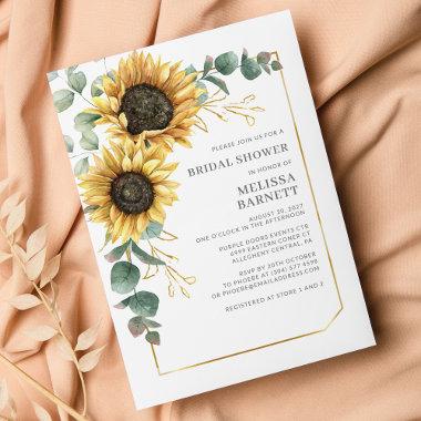 Sunflower Eucalyptus Bridal Shower Invitations