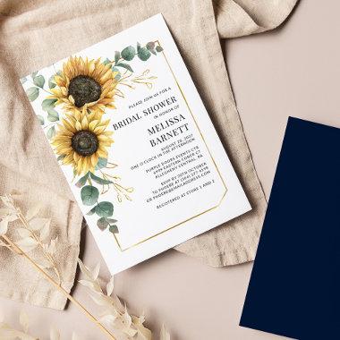 Sunflower Eucalyptus Bridal Shower Invitations