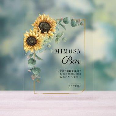 Sunflower Eucalyptus  Mimosa Bar Acrylic Sign