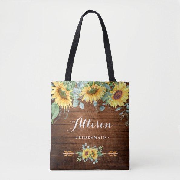 Sunflower Eucalyptus Bridesmaid Wedding Tote Bag