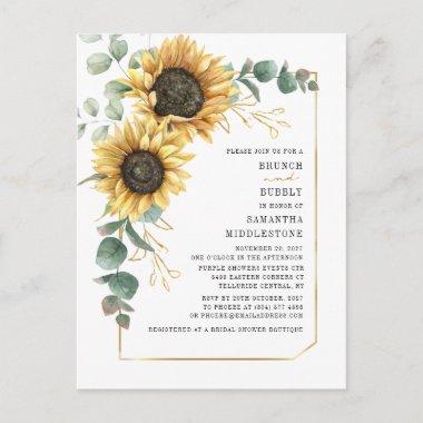Sunflower Eucalyptus Brunch Bubbly Bridal Shower Invitation PostInvitations