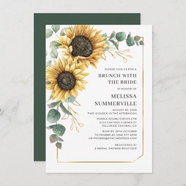Sunflower Eucalyptus Brunch with Bride Greenery Invitations