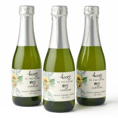 Sunflower Eucalyptus Cheers  Favor Sparkling Wine Label