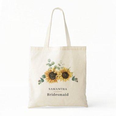 Sunflower Eucalyptus Floral Greenery Bridesmaid Tote Bag